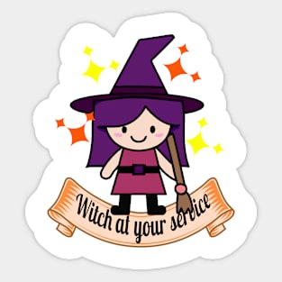 Kawaii Witch Girl | Witch at Your ServiceDesign Sticker